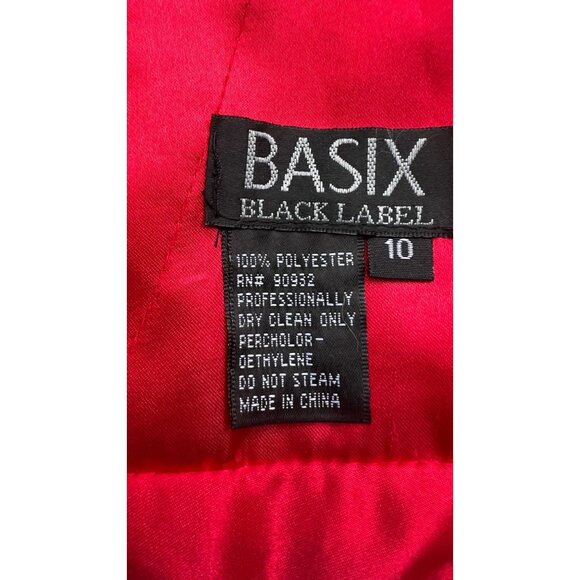 Flowy Red Evening Gown With Pleated V-Neck Bodice Dramatic Shoulder Bows & Back - Picture 9 of 10